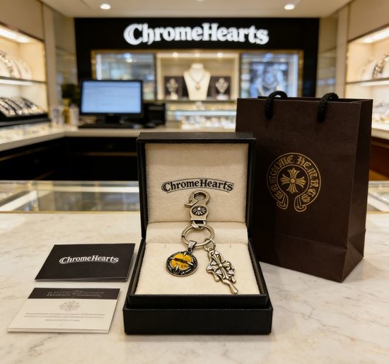 Chrome Hearts Diamond Cross Evil Eye Keychain Pendant