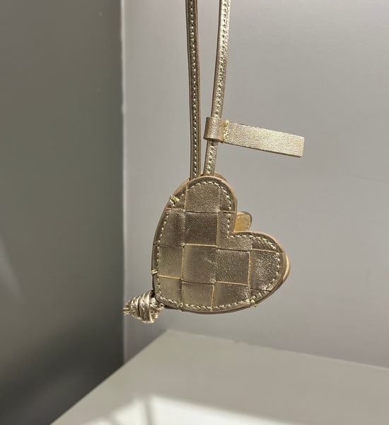 Bottega Veneta BV Woven Heart Shaped Bag Charm