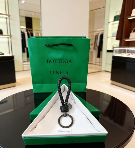 Bottega Veneta BV Woven Lambskin Logo Bag Charm Keychain