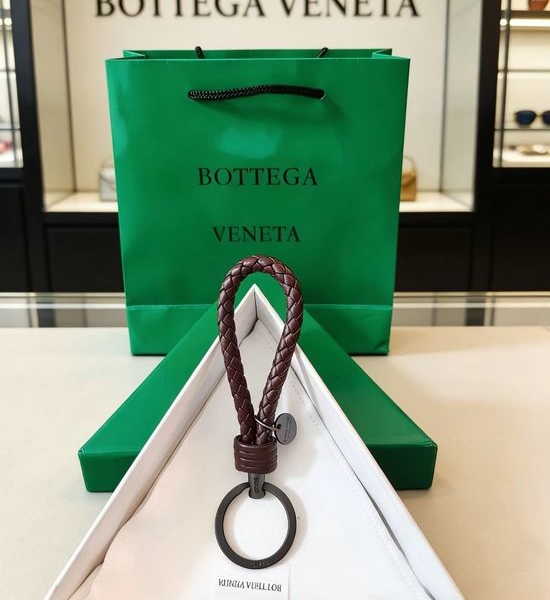 Bottega Veneta BV Woven Lambskin Logo Bag Charm Keychain