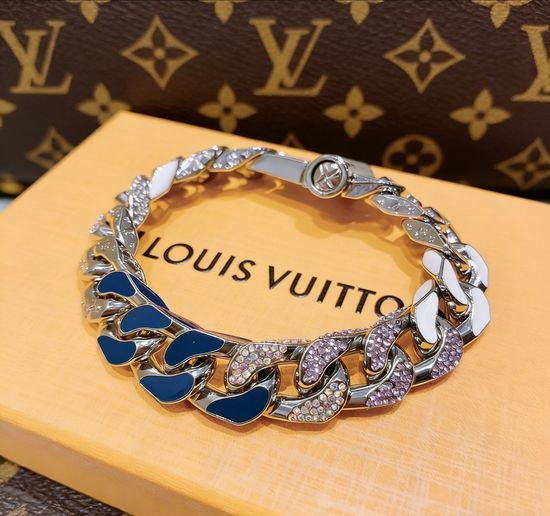 Louis Vuitton LV Crystal Enamel Chain Links Bracelet