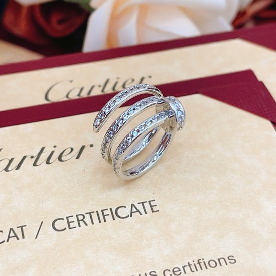Cartier Silver Diamond Triple Nail Ring