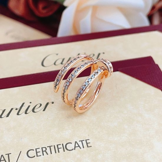 Cartier Rose Gold Diamond Triple Nail Ring