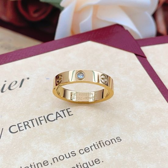 Cartier Gold Single Diamond Brass Ring