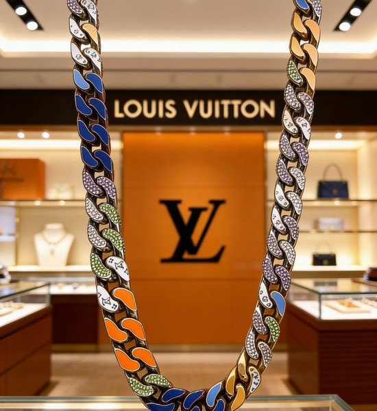 Louis Vuitton LV Colorful Enamel Chain Necklace with Diamonds