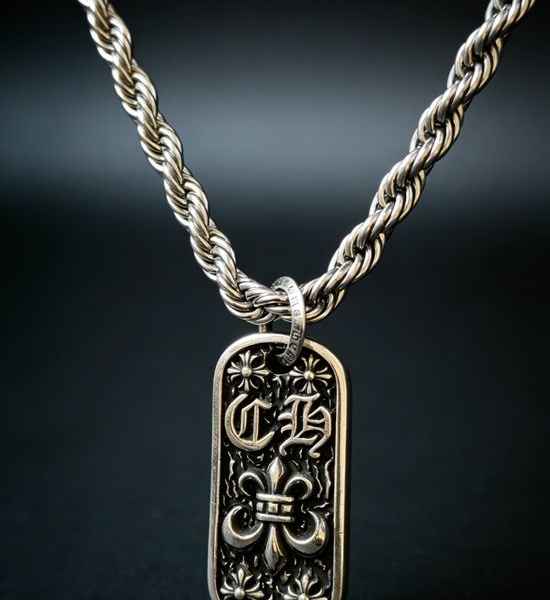 Chrome Hearts Vintage Embossed Pendant Twist Necklace
