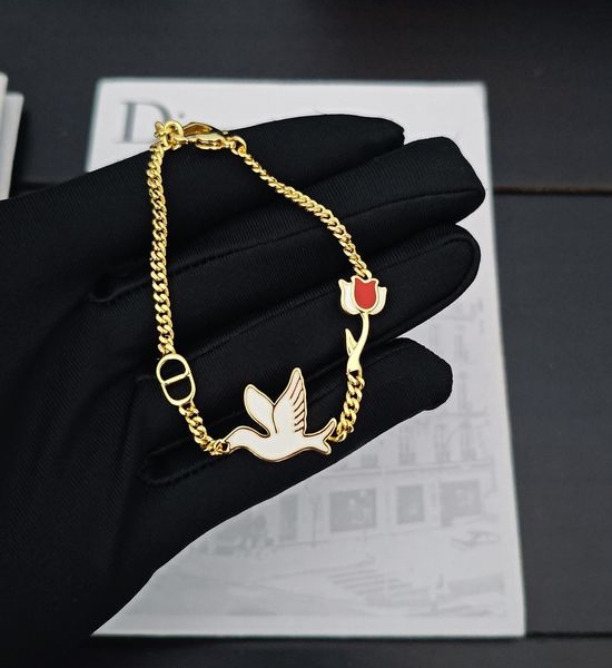 Christian Dior CD Dove Rose Pattern Bracelet