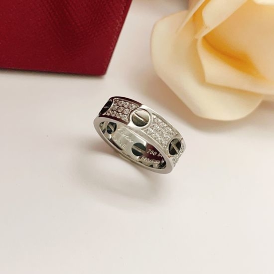 Cartier Silver Ceramic Paved Diamond Ring