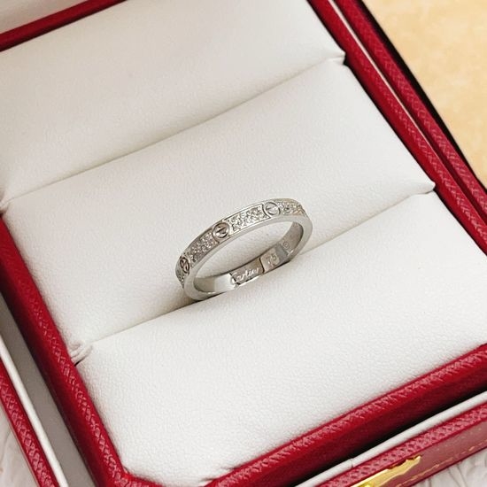 Cartier Silver Two-Row Diamond Paved Ring