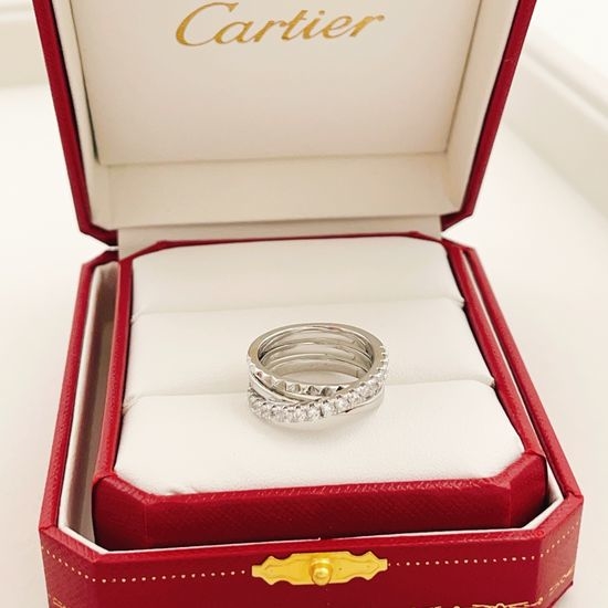 Cartier Silver Rivet Inlaid Ring