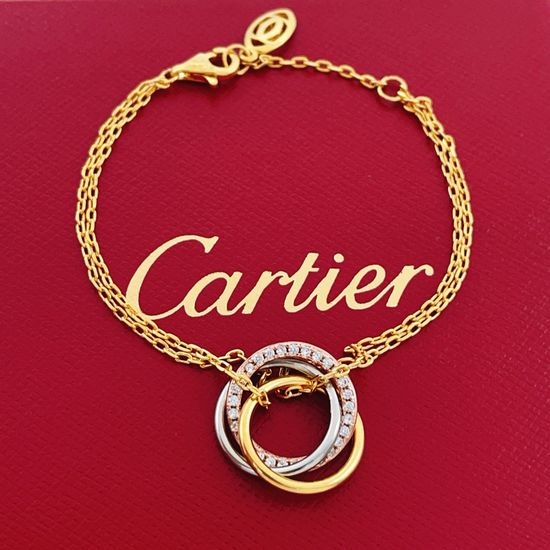 Cartier Gold Two Chain Color Block Bracelet