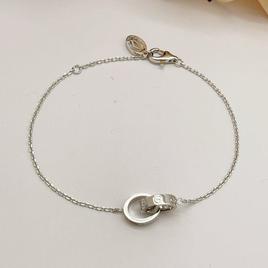 Cartier Silver Double Ring Clasp Bracelet