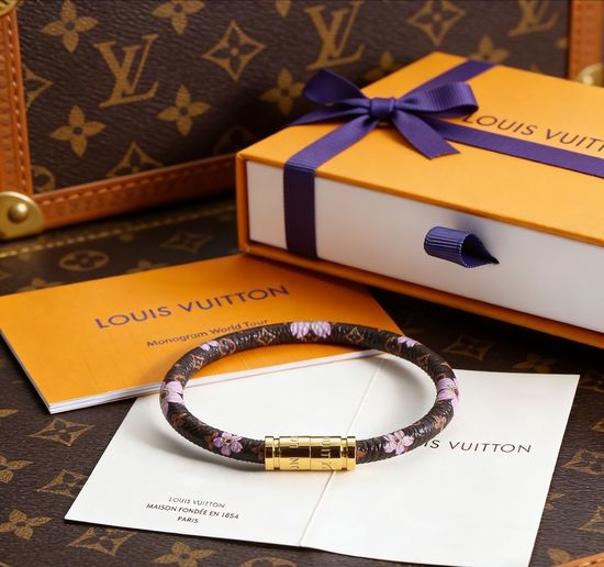 Louis Vuitton LV Canvas Leather Bracelet with Magnetic Clasp