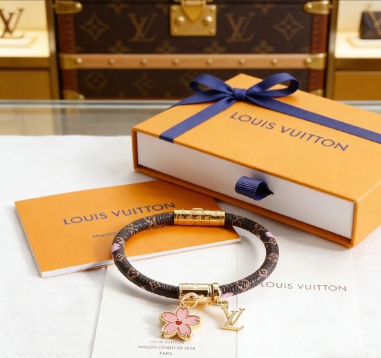 Louis Vuitton LV Canvas Bracelet with Flower Pendant