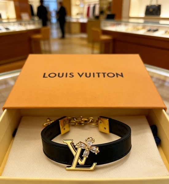 Louis Vuitton LV Flower Design Leather Metal Bracelet