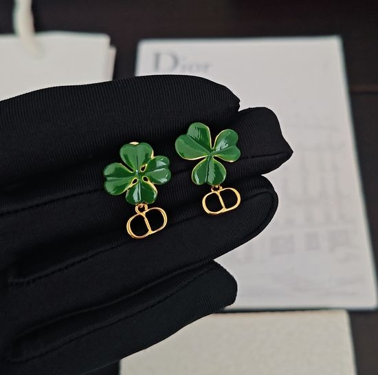 Christian Dior CD Asymmetric Four Leaf Clover Earrings