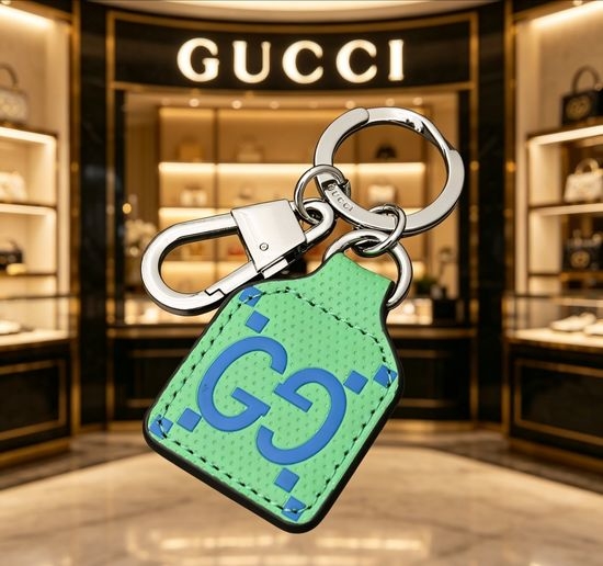 Gucci Color Block Leather Tag Keychain Accessory