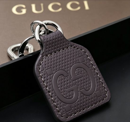 Gucci Embossed Leather Tag Keychain Bag Charm
