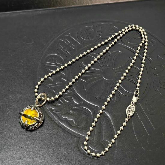 Chrome Hearts Yellow Pupil Evil Eye Pendant Necklace