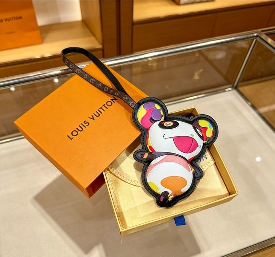 Louis Vuitton LV Cowhide Panda Shape Keychain Bag Charm
