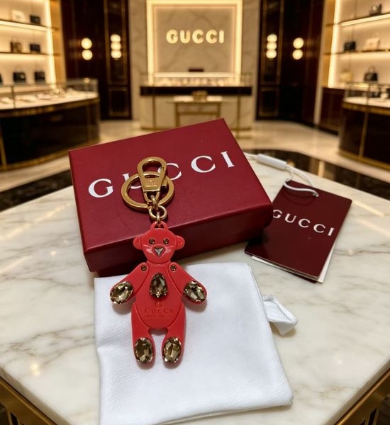 Gucci Pink Rhinestone Bear Decor Pendant