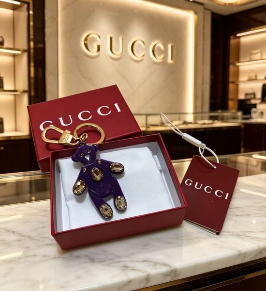 Gucci Purple Rhinestone Bear Decor Pendant