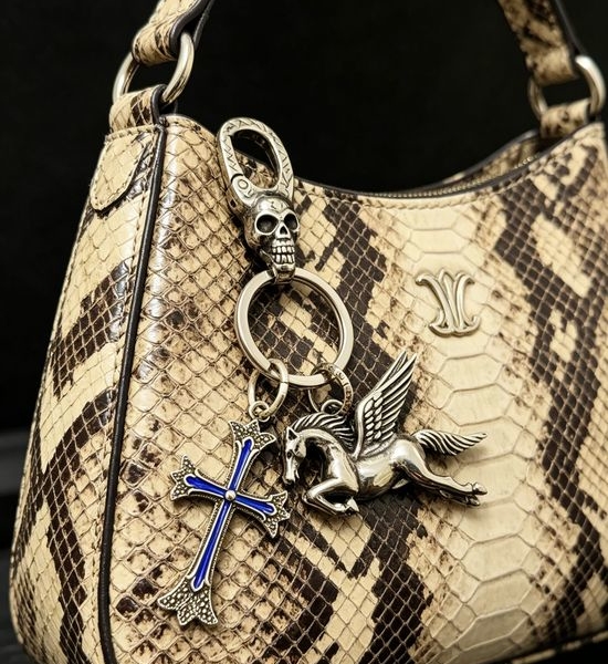 Chrome Hearts Enamel Cross Pegasus Pendant Keychain
