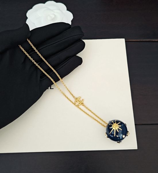 Chanel Blue Black Ball Long Necklace