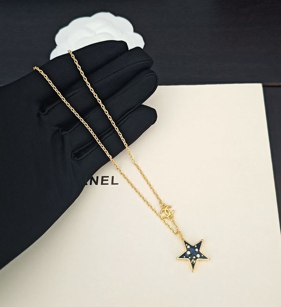 Chanel Blue Black Star Pendant Necklace