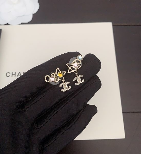 Chanel Rhinestone Star Earrings