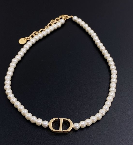 Christian Dior CD CD Pearl Pendant Necklace