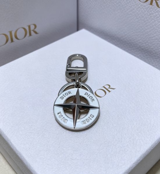 Christian Dior CD White Star Compass Keychain Bag Accessory