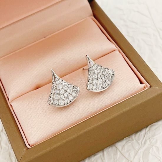 Bvlgari Silver Pave Fan Shape Earrings