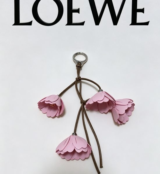 Loewe Pink Flower Leather Bag Charm Accessory