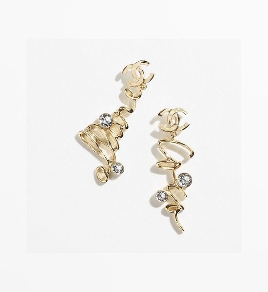 Chanel Double C Letter Stud Earrings