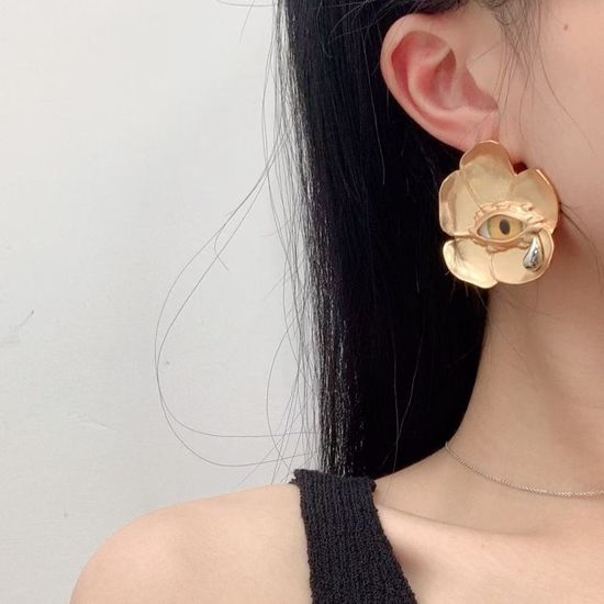 Schiaparelli Retro Fashion Brass Earrings
