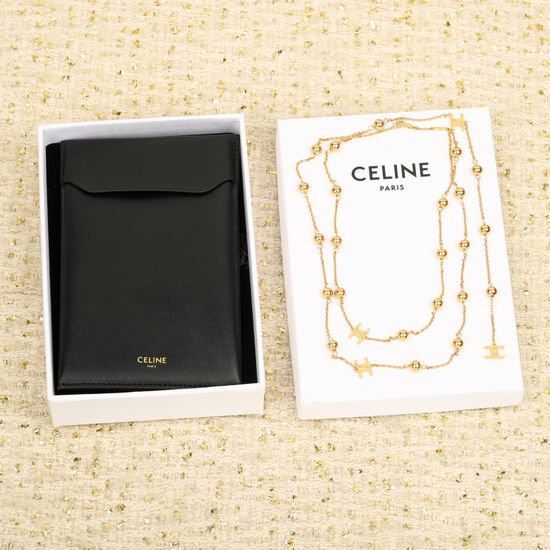 Celine Long Chain with Gold Bead Accessory