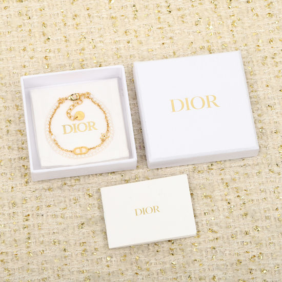 Christian Dior CD Star Pearl Chain Bracelet with Crystals