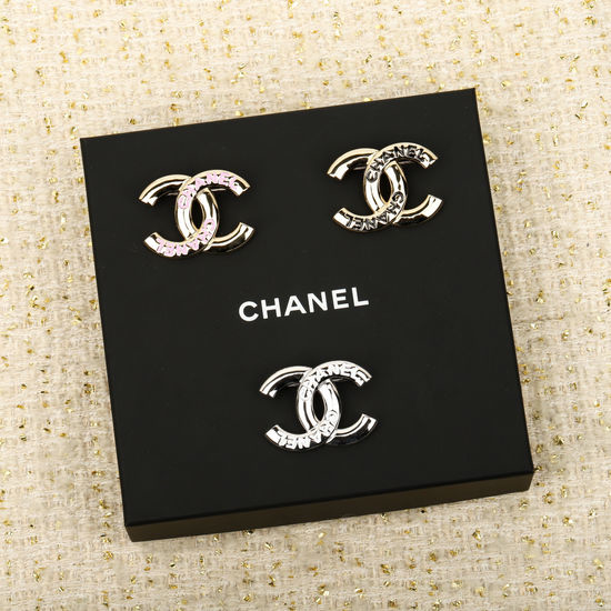 Chanel Two-tone Enamel Logo Brooch