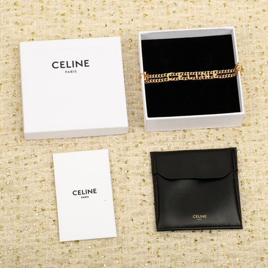 CELINE Double Layer Chain Bracelet Necklace