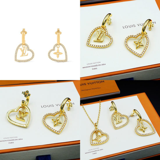 Louis Vuitton LV Asymmetric Heart Cubic Zirconia Earrings