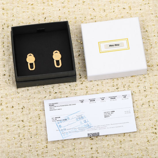 Miu Miu Elegant Brooch Style Drop Earrings