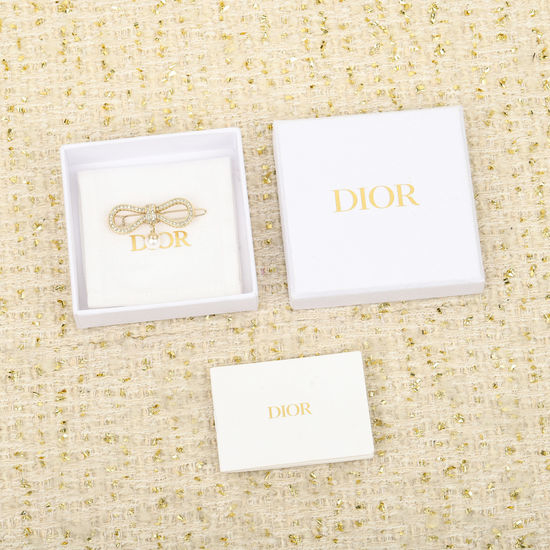 Christian Dior CD Bow Pearl Hair Clip Elegant Accessory