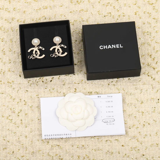 Chanel Classic Crystal Pearl Stud Earrings