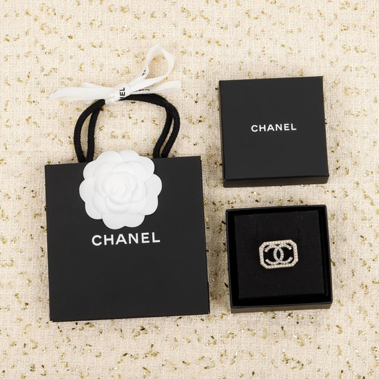 Chanel Classic Double Letter Pearl Brooch