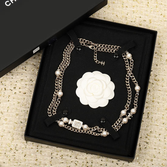 Chanel Perfume Bottle Long Layered Necklace
