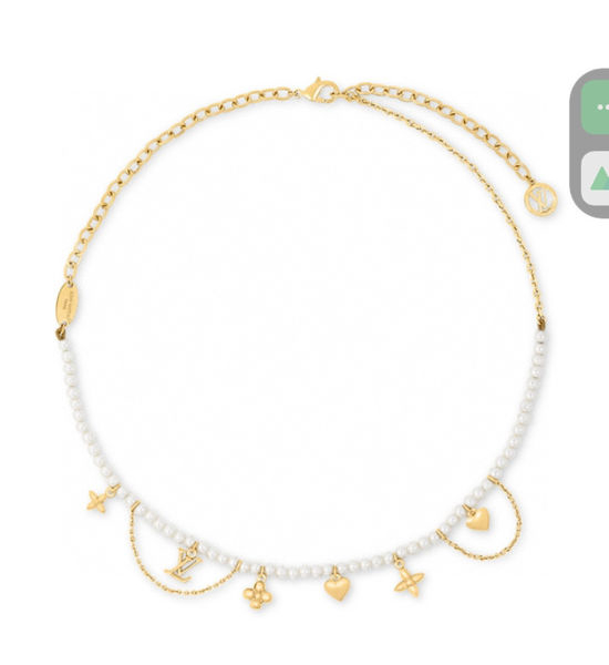 Louis Vuitton LV Gold Pearl Pendant Necklace Elegant Jewelry