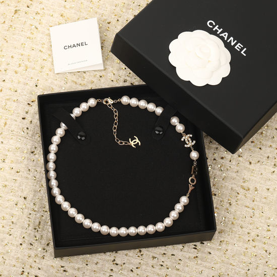 Chanel Double C Letter Choker with Crystal
