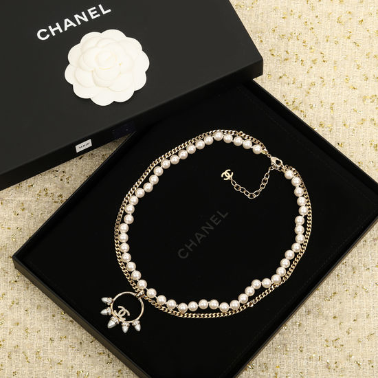 Chanel Rhinestone Pearl Layered Necklace