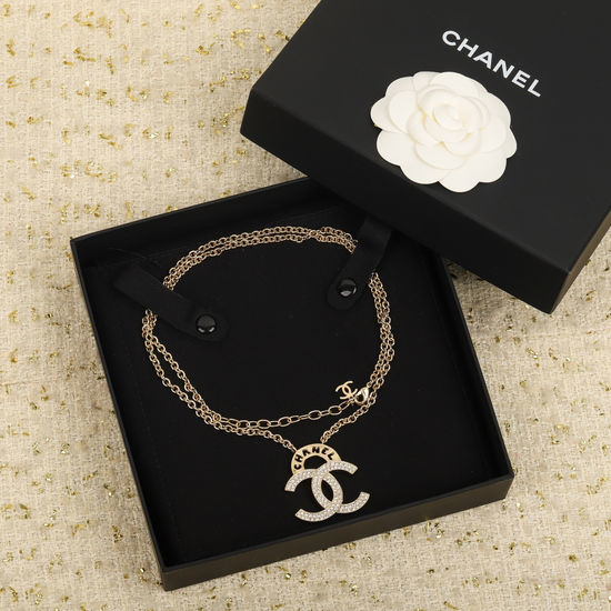 Chanel Adjustable Crystal Pendant Necklace